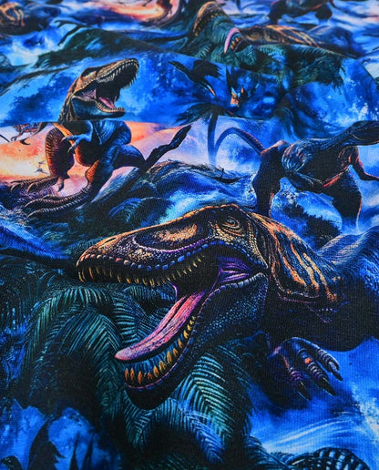 Puuvillane trikotaaž, dinosaurused tumedassinisel