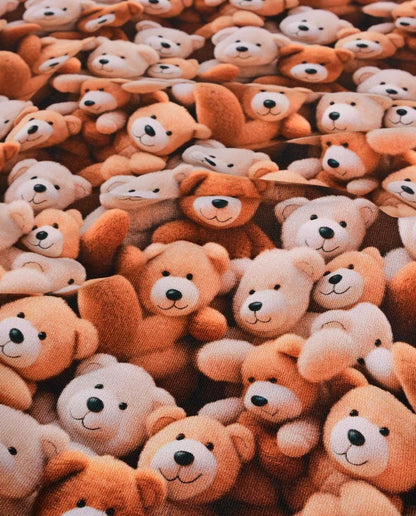 Warm knit fabric, Alpenfleece fabric with teddy bears