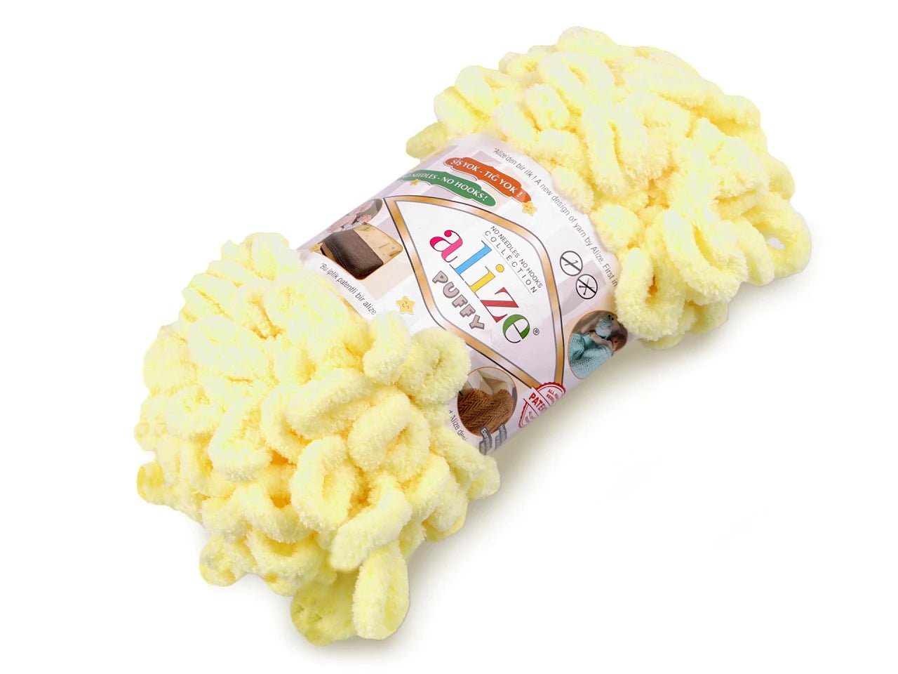 Dzija Yarn Alize Puffy - dzeltena 9 m 100g #13