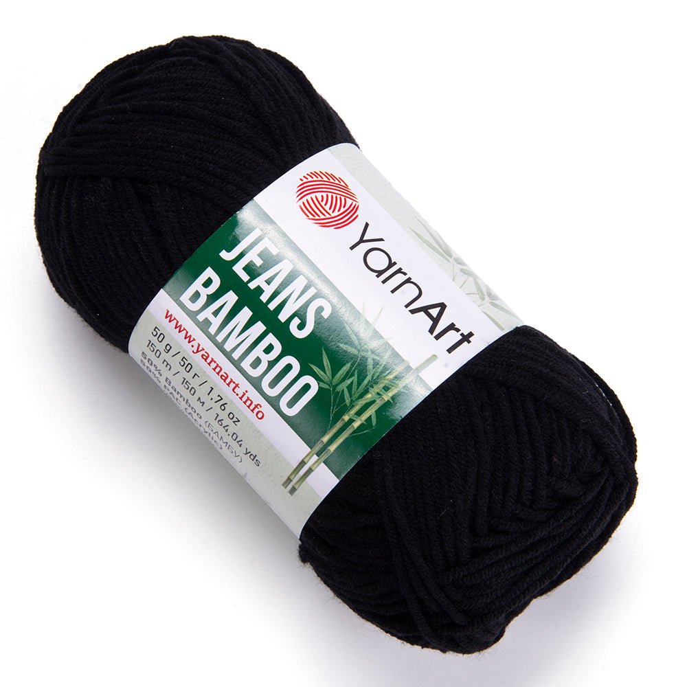 Dzija Yarn Art Jeans Bamboo - melna 150 m 50g #135