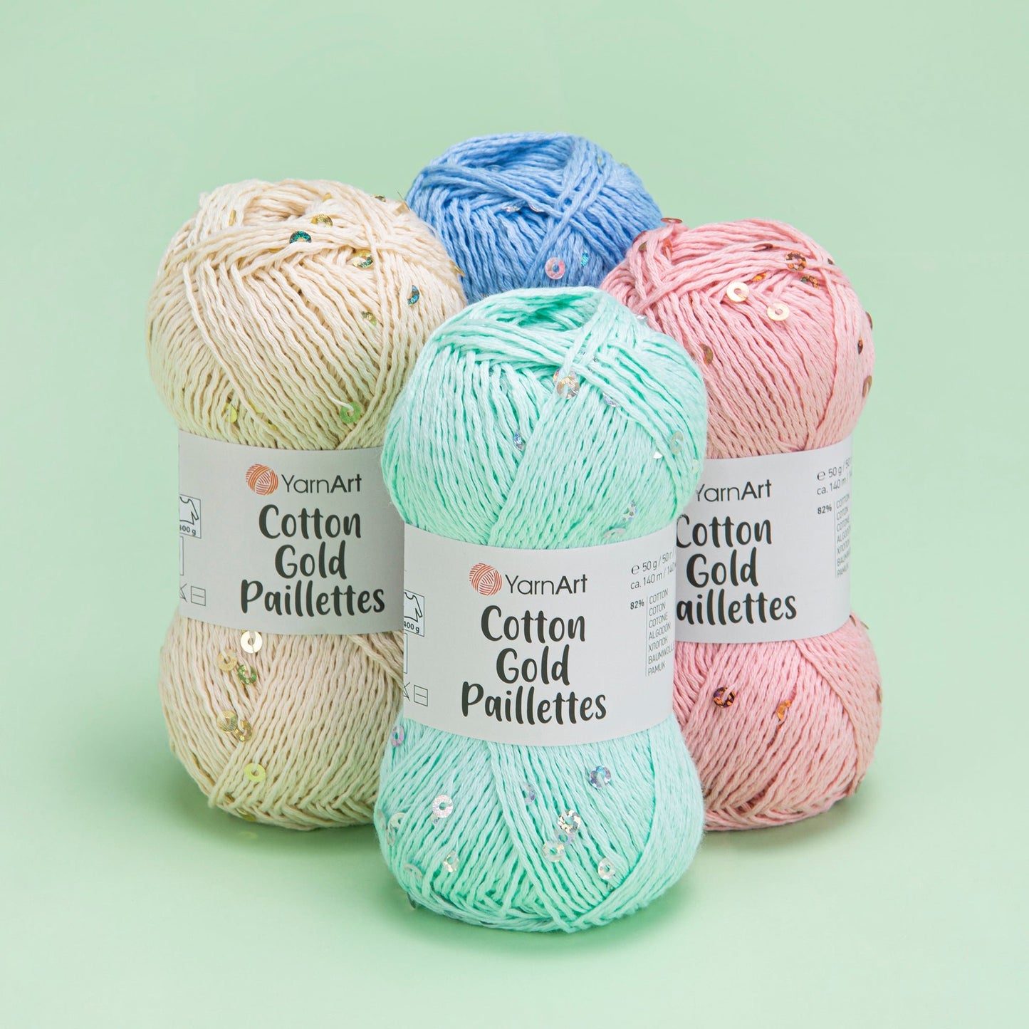 Attēls ar Dzija YarnArt Cotton Gold Paillettes ar fliteriem - 50g / 140m – pieejams Šarlotes audumi