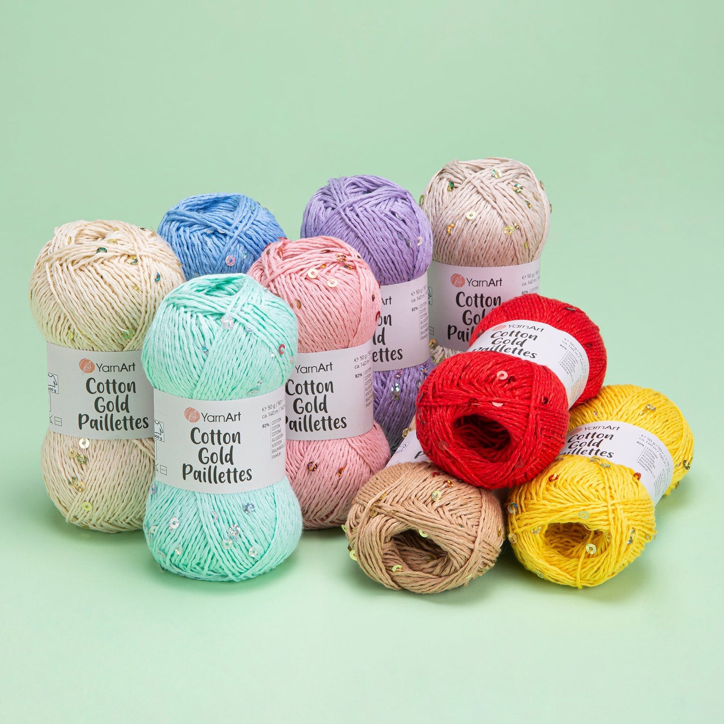 Attēls ar Dzija YarnArt Cotton Gold Paillettes ar fliteriem - 50g / 140m – pieejams Šarlotes audumi