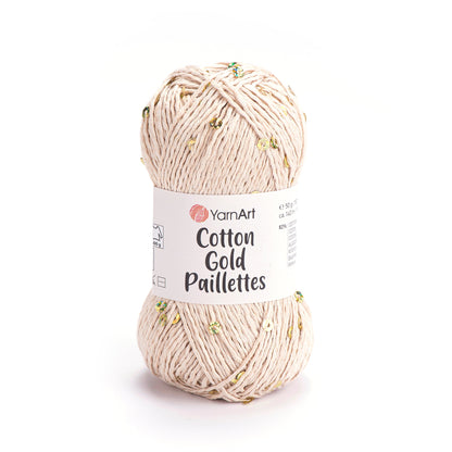 Image de fil YarnArt Cotton Gold Paillettes à paillettes - 50g / 140m – disponible chez Šarlotes audumi
