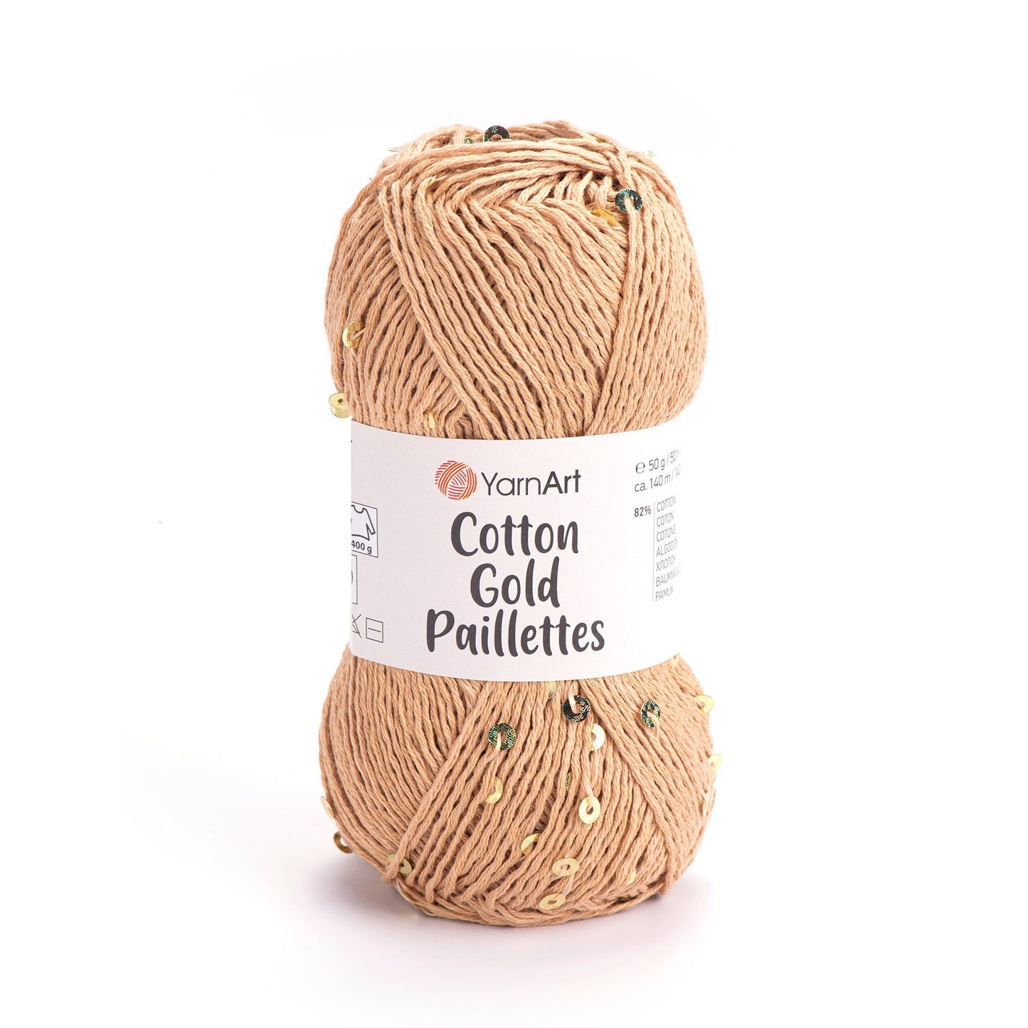 Attēls ar Dzija YarnArt Cotton Gold Paillettes ar fliteriem - 50g / 140m – pieejams Šarlotes audumi