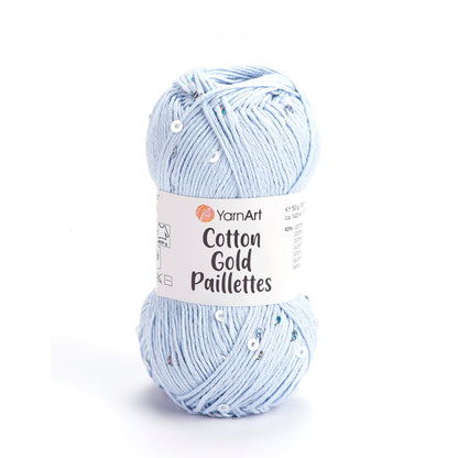 Image de fil YarnArt Cotton Gold Paillettes avec paillettes - 50g / 140m – disponible chez Šarlotes audumi