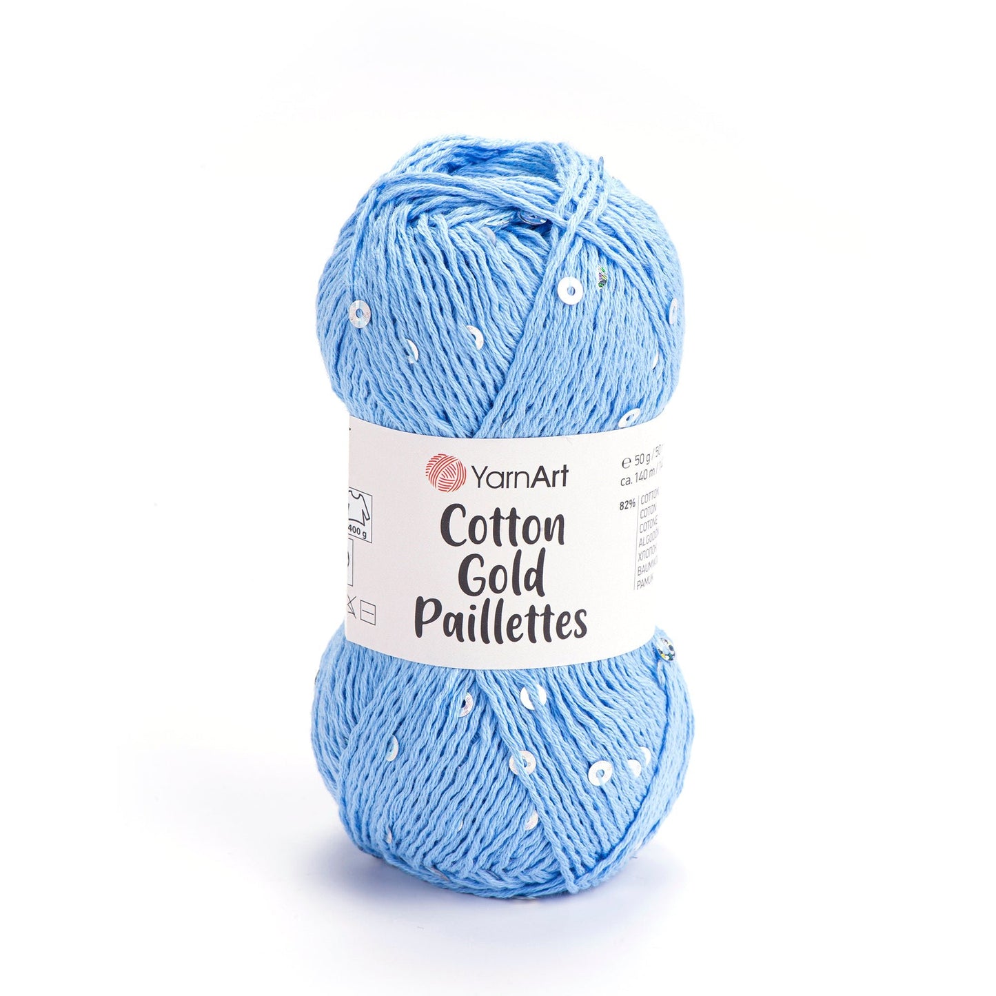Attēls ar Dzija YarnArt Cotton Gold Paillettes ar fliteriem - 50g / 140m – pieejams Šarlotes audumi