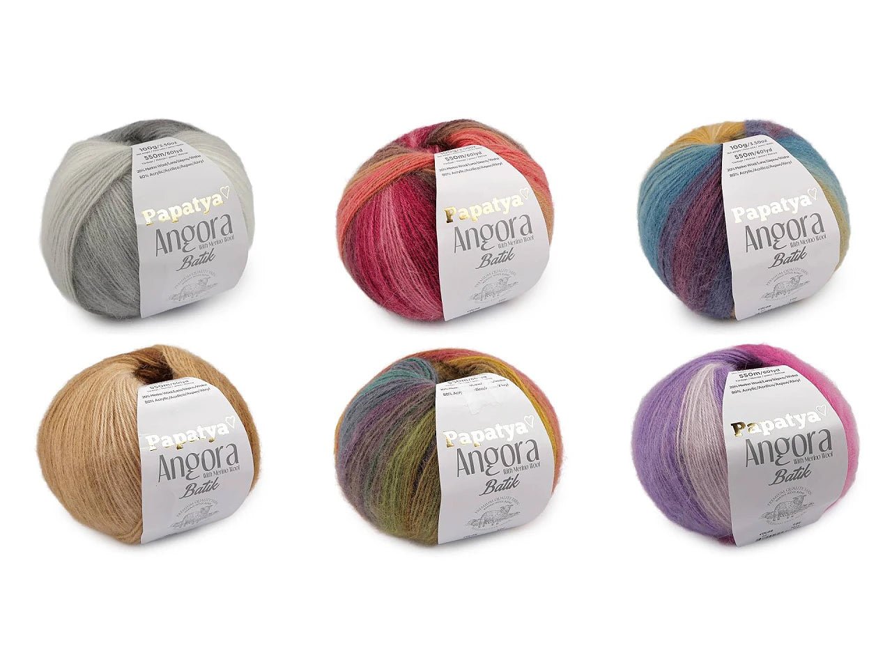 Attēls ar Dzijas Papatya Angora Batik 100g / 550m – pieejams Šarlotes audumi