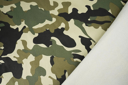 Pilt kamuflaažimustriga teksariidest – Army Green 275 g/m² – saadaval Šarlotes audumi