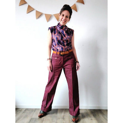 Denim fabric with elastane - burgundy shade 270 g/m²