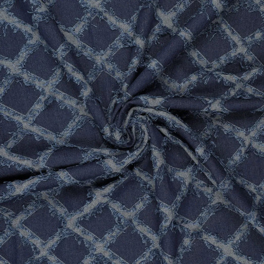 Attēls ar Džinsu audums ar elastānu - dekoratīvas bārkstis 360 g/m² – pieejams Šarlotes audumi