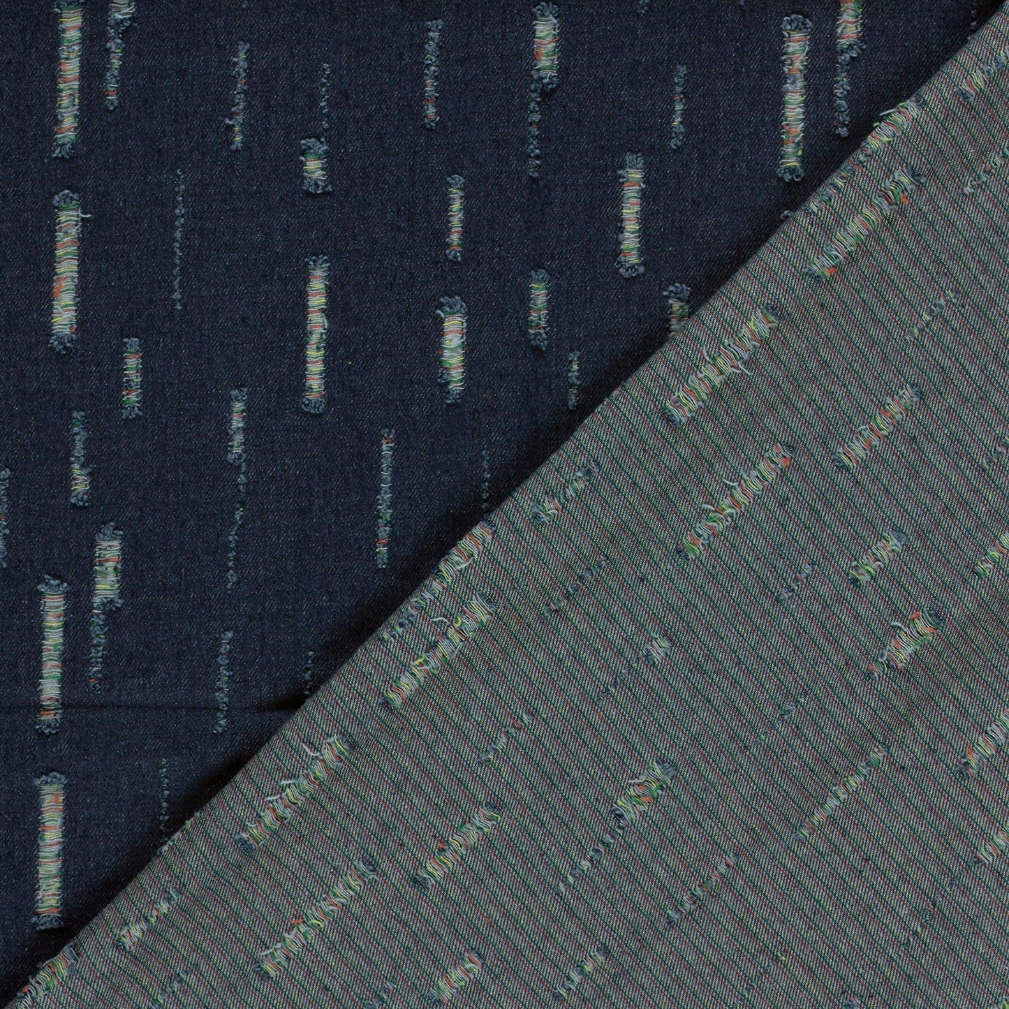 Attēls ar Džinsu audums ar elastānu - dekoratīvi plēsumi 320 g/m² – pieejams Šarlotes audumi