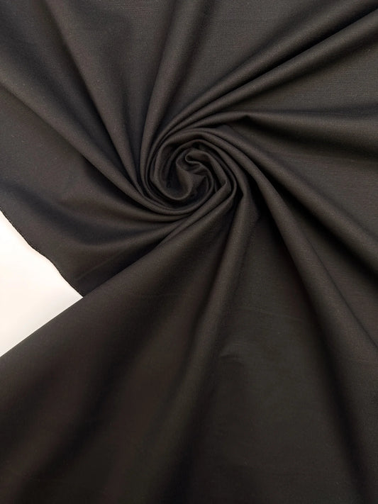Melns kokvilnas kostīmu audums ar elastānu un muarē efektu – Itālija