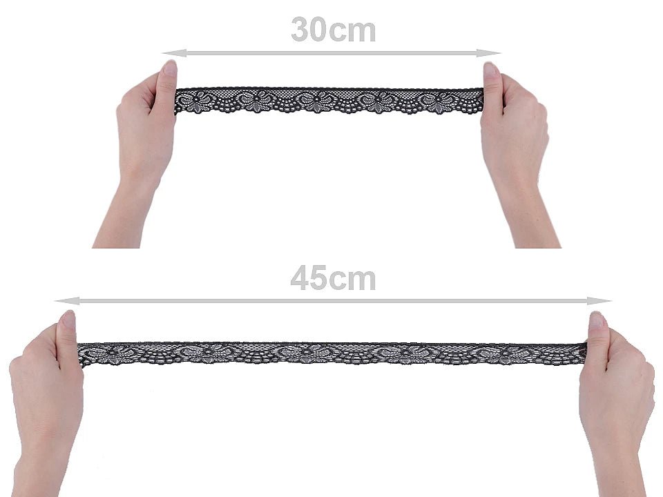 Attēls ar Elastīgā mežģīne 3 cm - melna – pieejams Šarlotes audumi