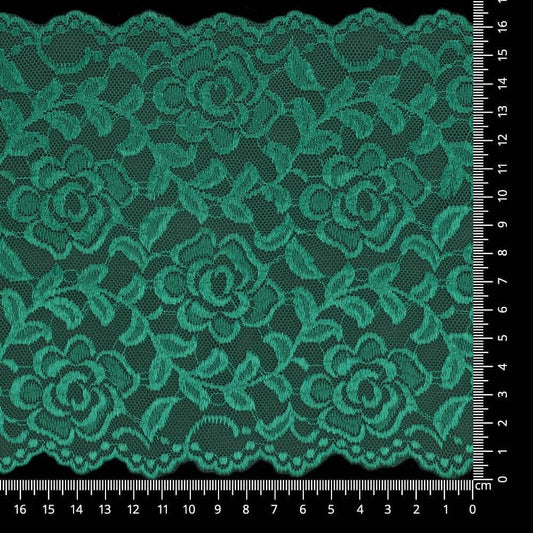 Attēls ar Elastīgā neilona mežģīne 16 cm - smaragda – pieejams Šarlotes audumi