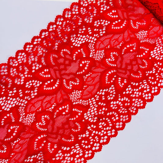 Attēls ar Elastīgā poliestera mežģīne 15.5 cm - sarkana – pieejams Šarlotes audumi