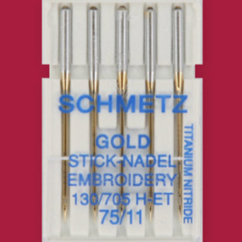 Õmblusmasinate tikandid SCHMETZ EMBROIDERY GOLD NEEDLES-Nr.75 (5tk.)