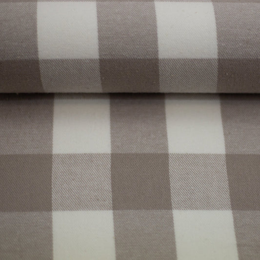 Pilt hallikaspruunide ruutudega flanellist 150 g/m² – saadaval Šarlotes audumites