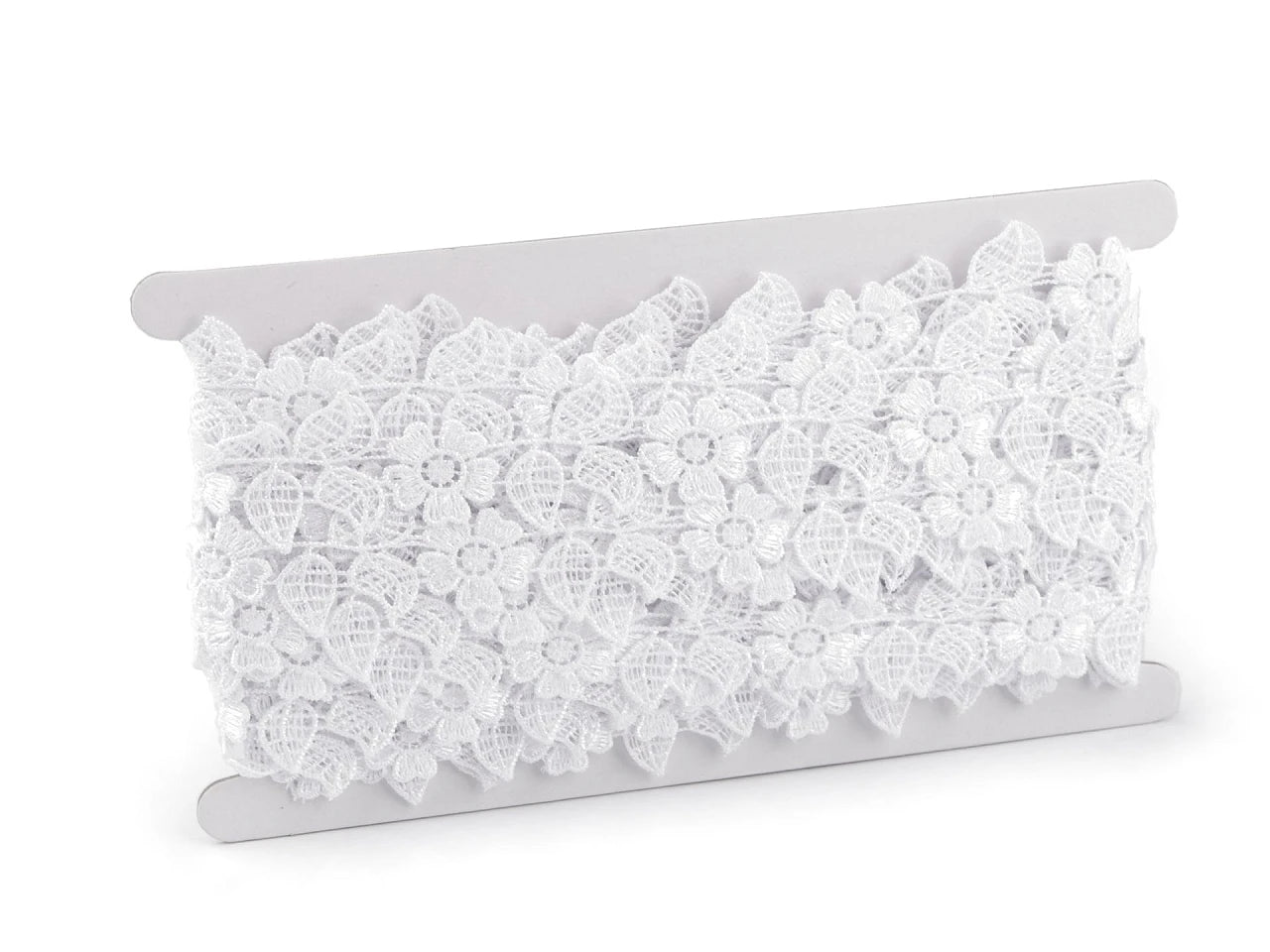 Attēls ar Gipūra mežģīne / ielaide ar ziedu rakstu – 35 mm, balta – pieejams Šarlotes audumi