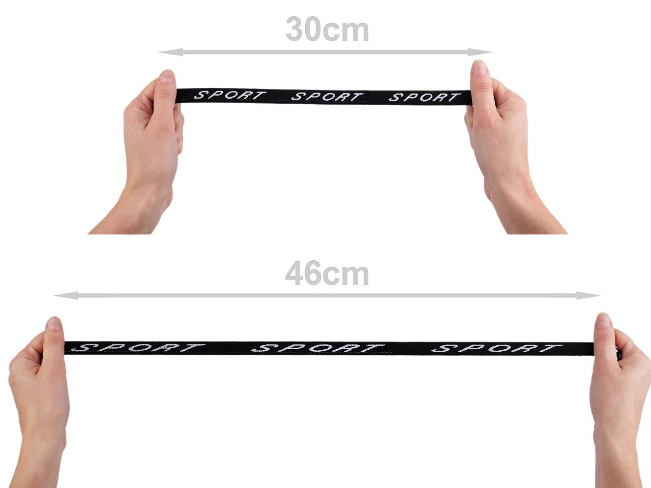 Attēls ar Gumija ar uzrakstu SPORT - 1.5 cm - balta – pieejams Šarlotes audumi