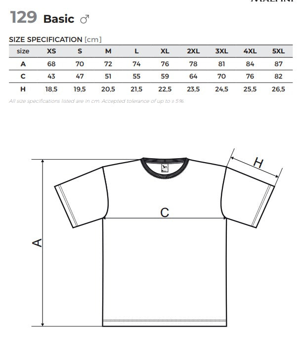 T-särk Malfini 100% puuvill 160 g/m²-valge