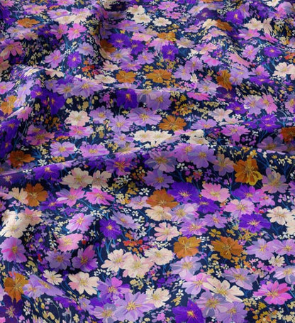 100% Viscose Fabric - Lilac Floral Pattern 125 g/m²