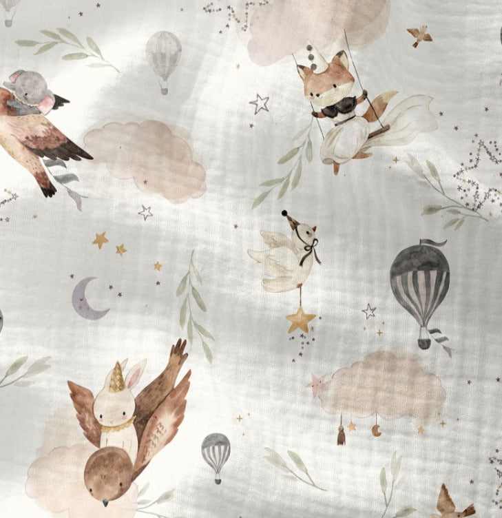 Musselin – Tiere und Luftballons 120 g/m²