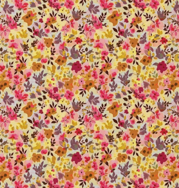 Premium 100% cotton fabric - delicate flowers 115 g/m²