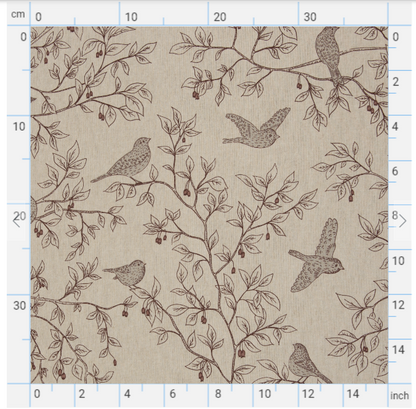 Kanvas audums-putni ar lapām 205 g/m²