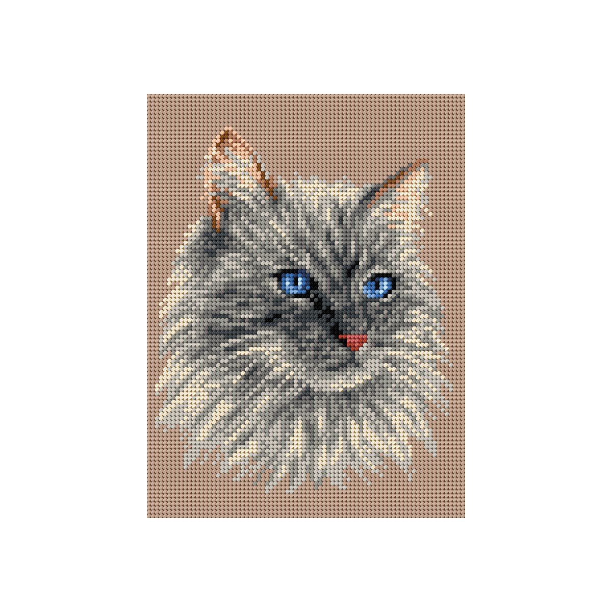 Pilt trükitud mustriga tikkimiskangast – kass, 18 × 24 cm – saadaval veebipoes Šarlotes audumi