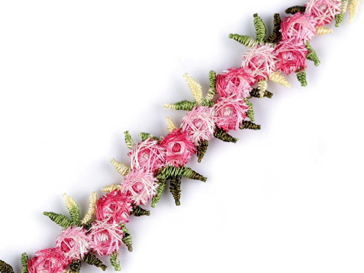 Attēls ar Izšūta dekoratīvā lente ar 3D ziediem – 20 mm – pieejams Šarlotes audumi