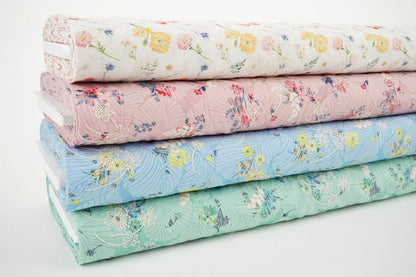 Image with embroidered cotton fabric - summer flowers 115 g/m² – available at Šarlotes audumi