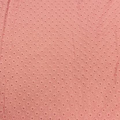 Embroidered cotton fabric - dusty pink floral motif 110 g/m²