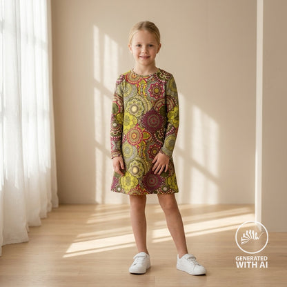 Kokvilnas cilpiņtrikotāža ar siltinājumu-mandalas