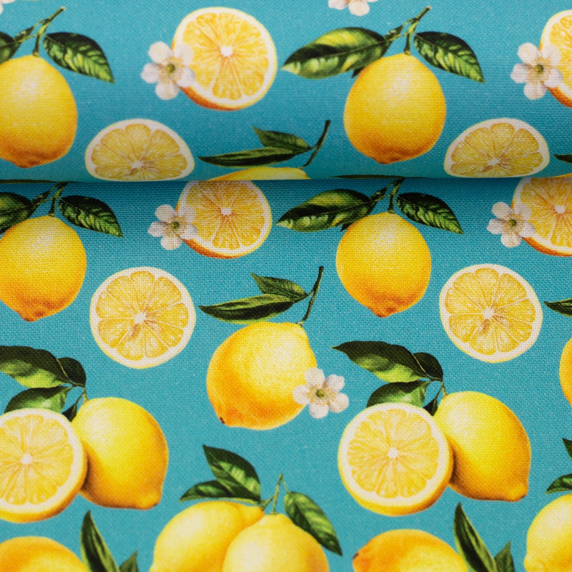 Image de tissu canevas - citrons 200 g/m² – disponible chez Šarlotes audumi