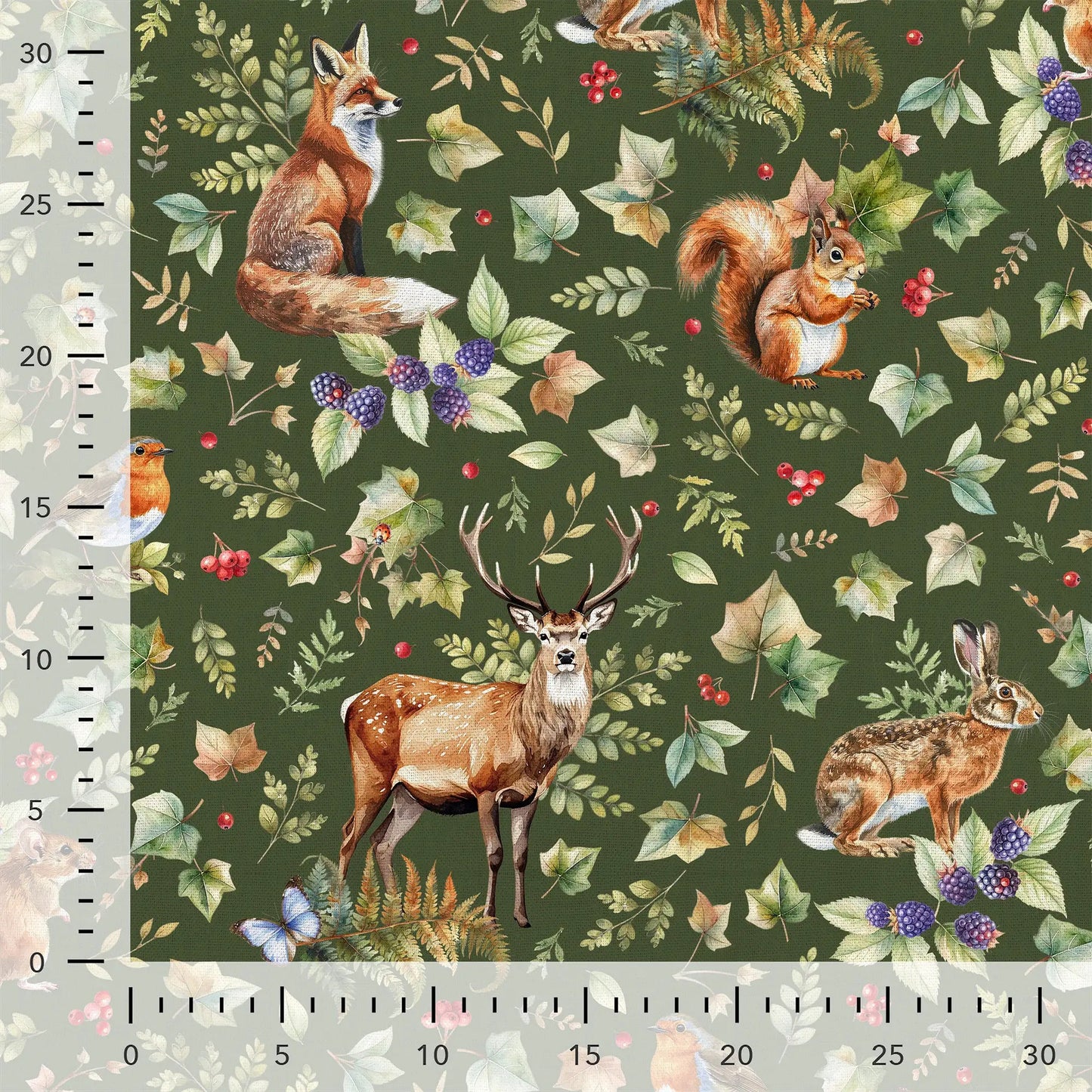 Image avec tissu canvas - animaux de la forêt 200 g/m² – disponible chez Šarlotes audumi