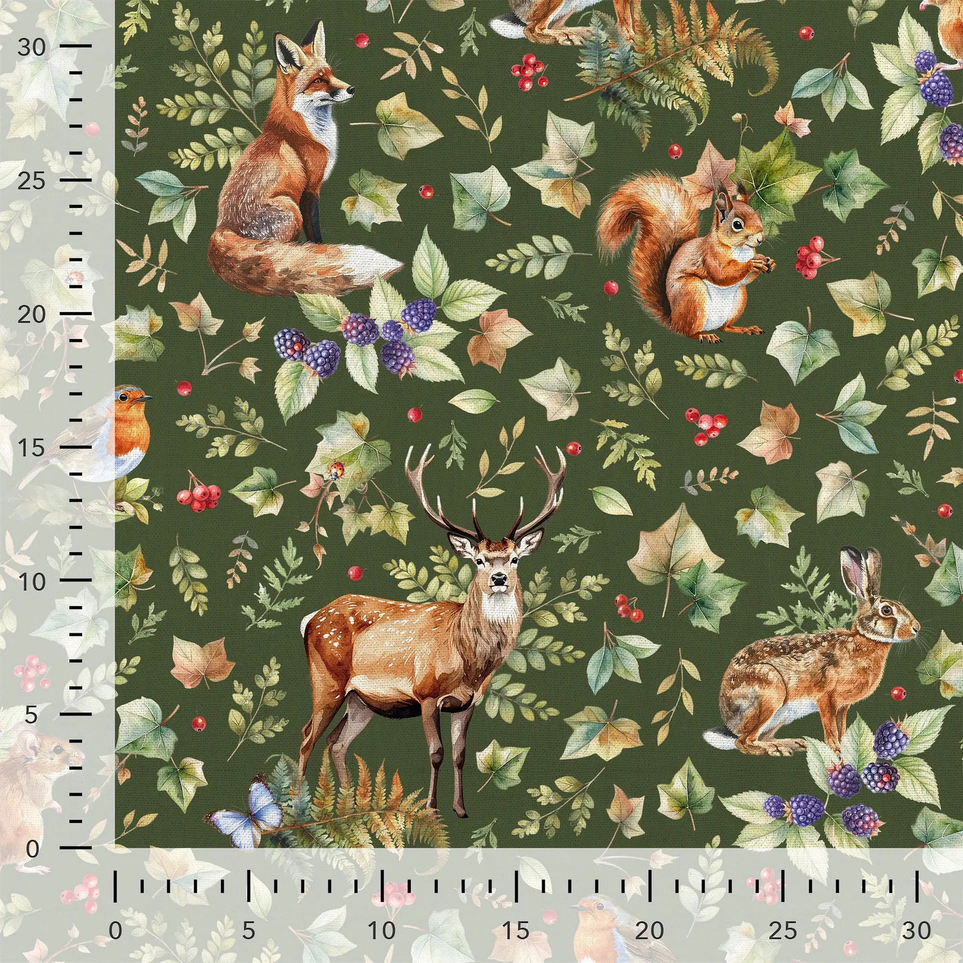 Image avec tissu canvas - animaux de la forêt 200 g/m² – disponible chez Šarlotes audumi