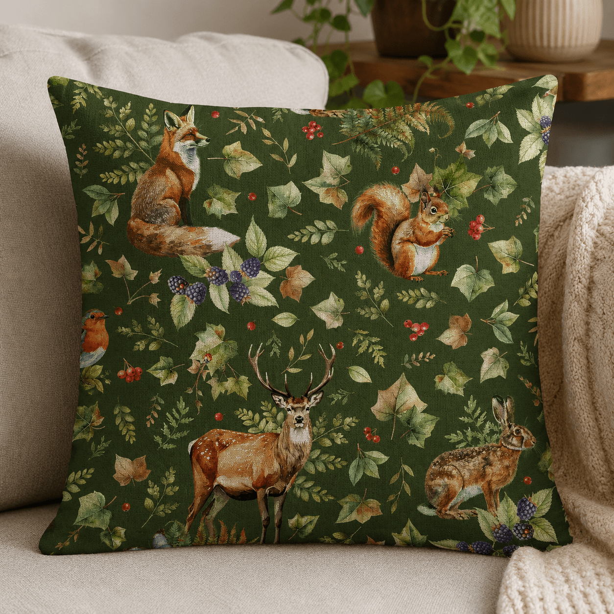 Image avec tissu canvas - animaux de la forêt 200 g/m² – disponible chez Šarlotes audumi