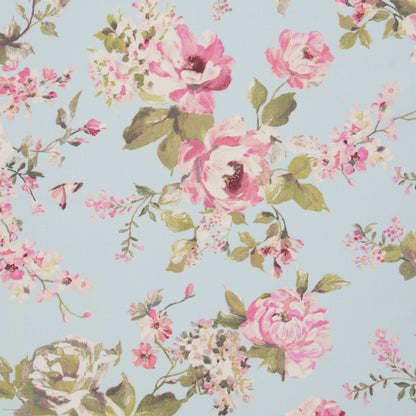 Leinwandstoff mit Rosen auf hellblauem Hintergrund 200 g/m²