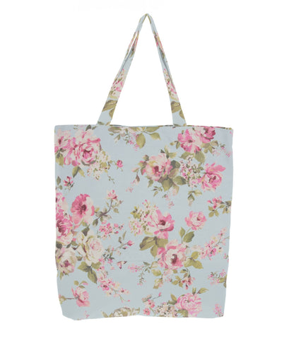 Leinwandstoff mit Rosen auf hellblauem Hintergrund 200 g/m²