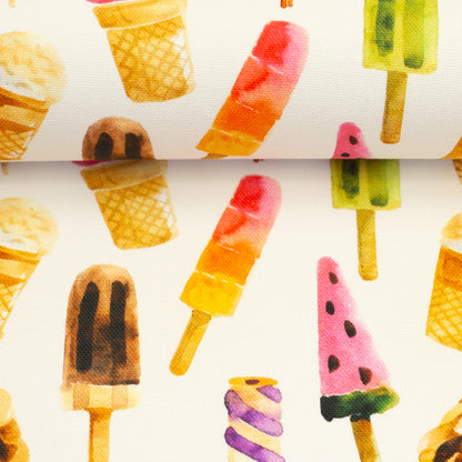Image avec tissu canvas - glaces 200 g/m² – disponible chez Tissus Charlotte