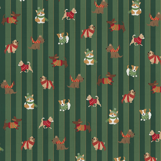 Image with canvas fabric, dogs in winter, 200 g/m² – available at Charlotte's Fabrics