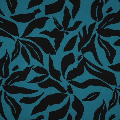 Image of a dress fabric with elastane - mottled pattern on a petrol background 80 g/m² – available at Šarlotes audumi