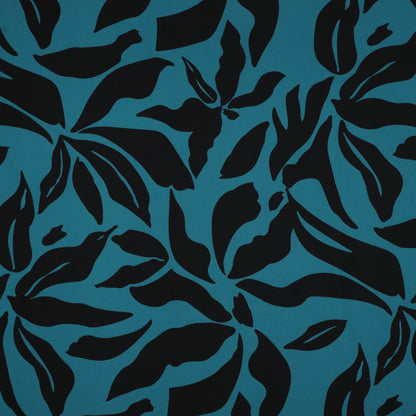 Image of dress fabric with elastane - mottled pattern on a petrol background 80 g/m² – available at Šarlotes audumi