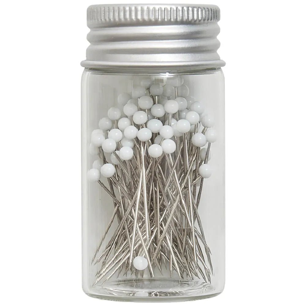 Attēls ar Kniepadatas ar stikla galviņu 0.65×34 mm, baltas Hobby Gift – pieejams Šarlotes audumi