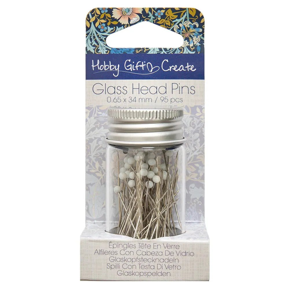 Attēls ar Kniepadatas ar stikla galviņu 0.65×34 mm, baltas Hobby Gift – pieejams Šarlotes audumi