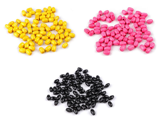 Attēls ar Koka pērlītes 5×8 mm (olīvas forma) 20 g – pieejams Šarlotes audumi