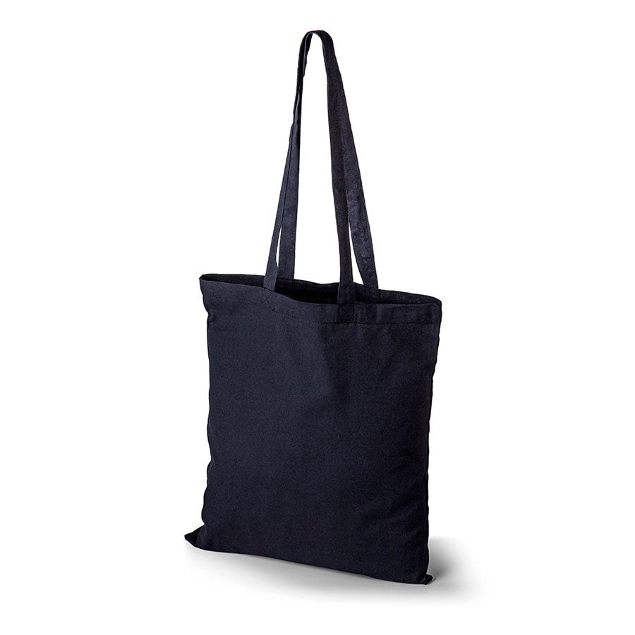 Attēls ar Kokvilnas auduma maisiņš 38 x 42 cm 140 g/m² ar garajiem rokturiem - melns – pieejams Šarlotes audumi