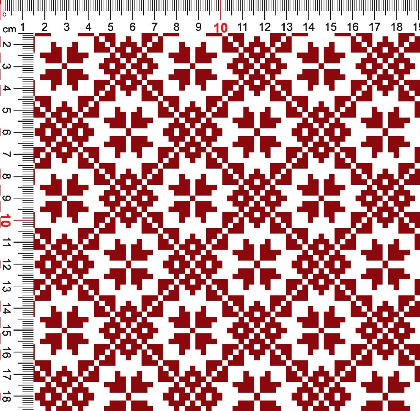 Attēls ar Kokvilnas cilpiņtrikotāža - auseklīšu raksts uz karmīnsarkana fona 250 g/m² – pieejams Šarlotes audumi