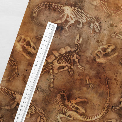 Pilt puuvillasest silmuskangast dinosauruse fossiilidega 250 g/m² – saadaval Šarlotes audumi