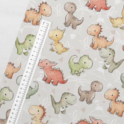 Attēls ar Kokvilnas cilpiņtrikotāža - draudzīgie dinozauriņi 250 g/m² – pieejams Šarlotes audumi